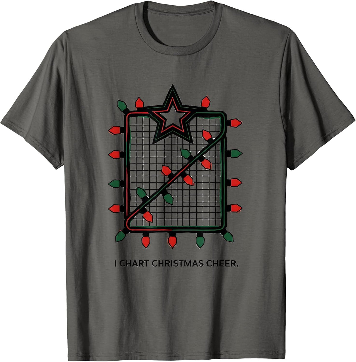 I Chart Christmas Cheer Geometric Funny Nurse Christmas T-Shirt - Asphalt Grey