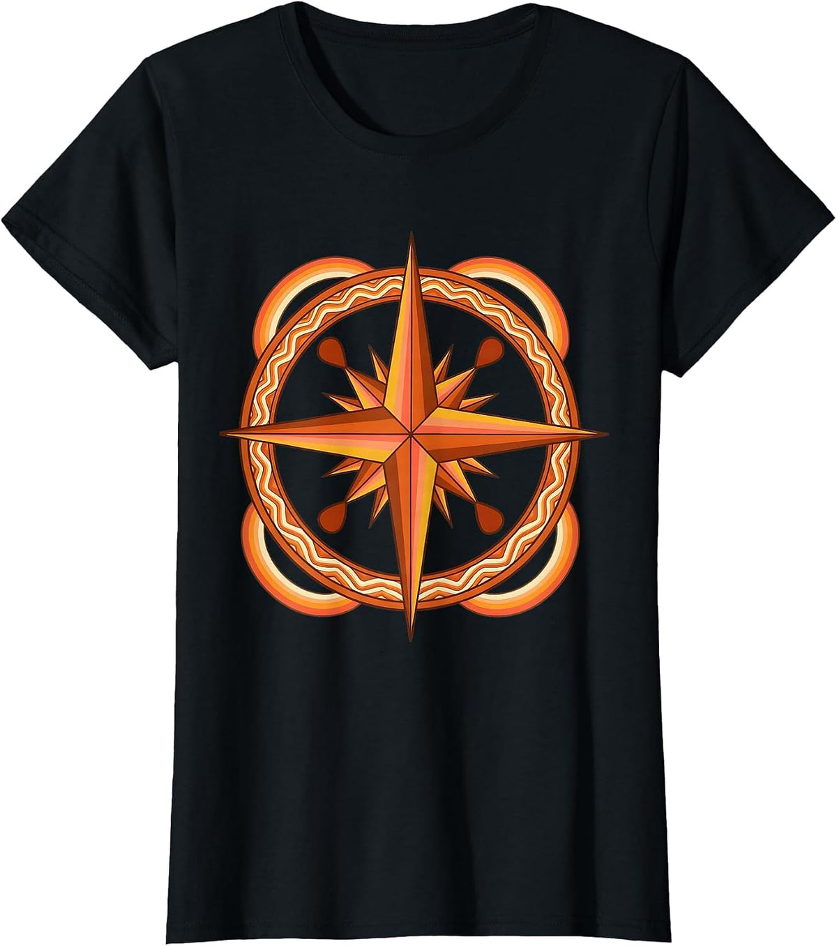 Gulf of Mexico Vintage Nautical Compass Rose T-Shirt - Black