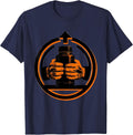 Oil-Stained Hands Coffee Thermos Blue Collar T-Shirt - Navy Blue