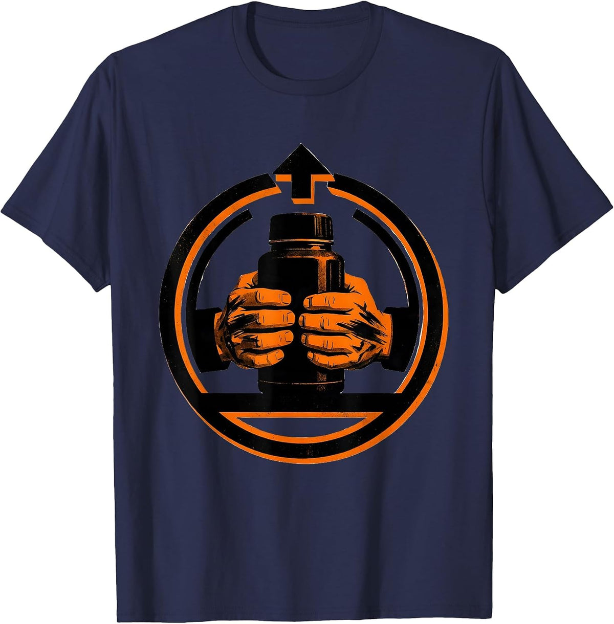 Oil-Stained Hands Coffee Thermos Blue Collar T-Shirt - Navy Blue