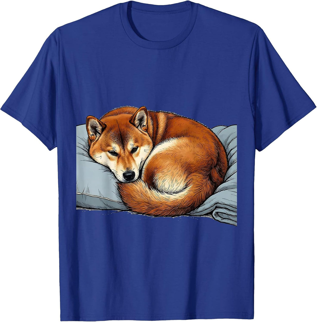 Men's Shiba Inu Sleeping Funny Pajama Gift for Dog Lovers T-Shirt - Royal Blue