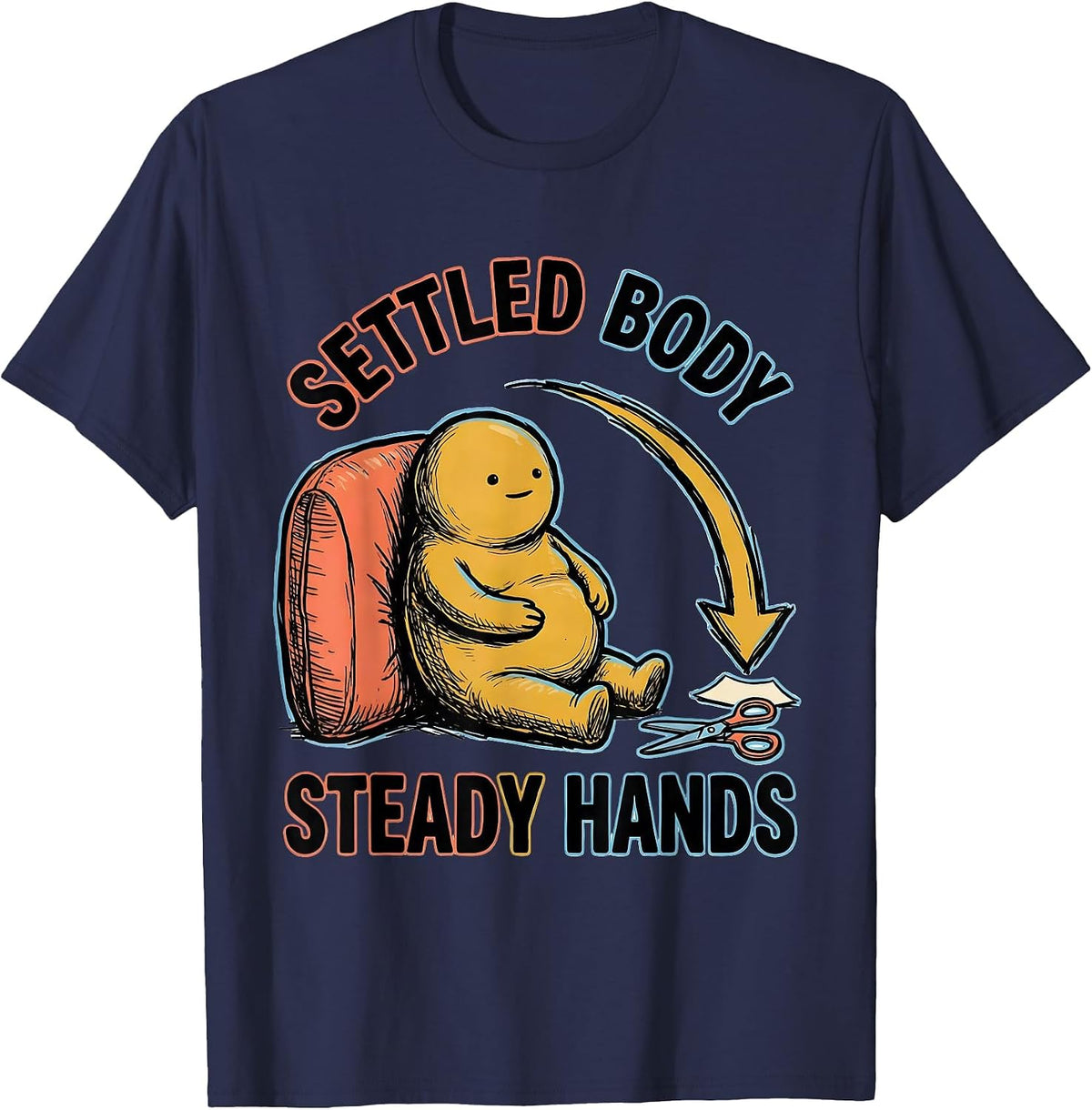 Settled Body Steady Hands Occupational Therapy Sensory T-Shirt - Navy Blue