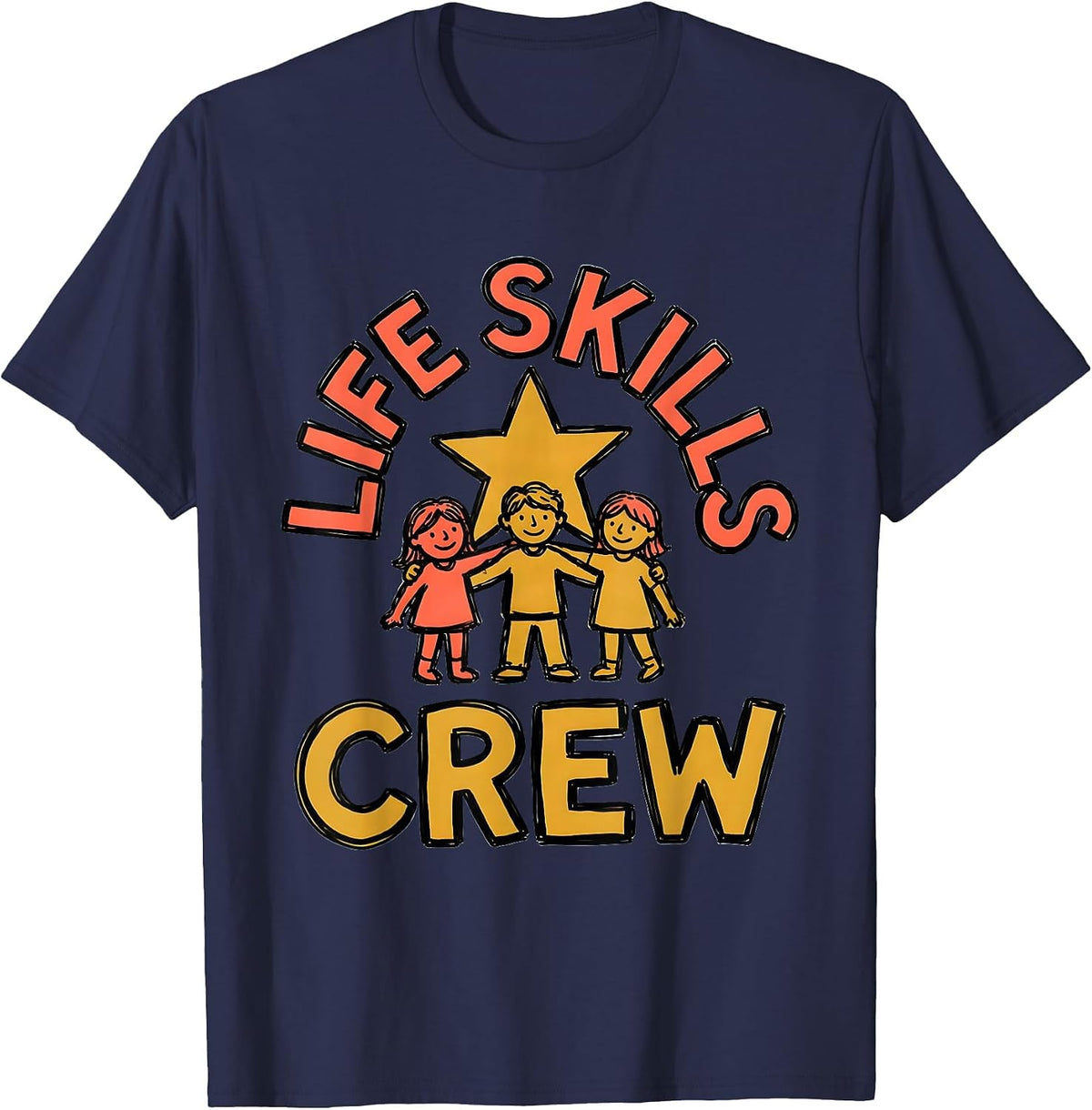 Life Skills Crew Teacher Team Back To School SPED Squad T-Shirt - Navy Blue