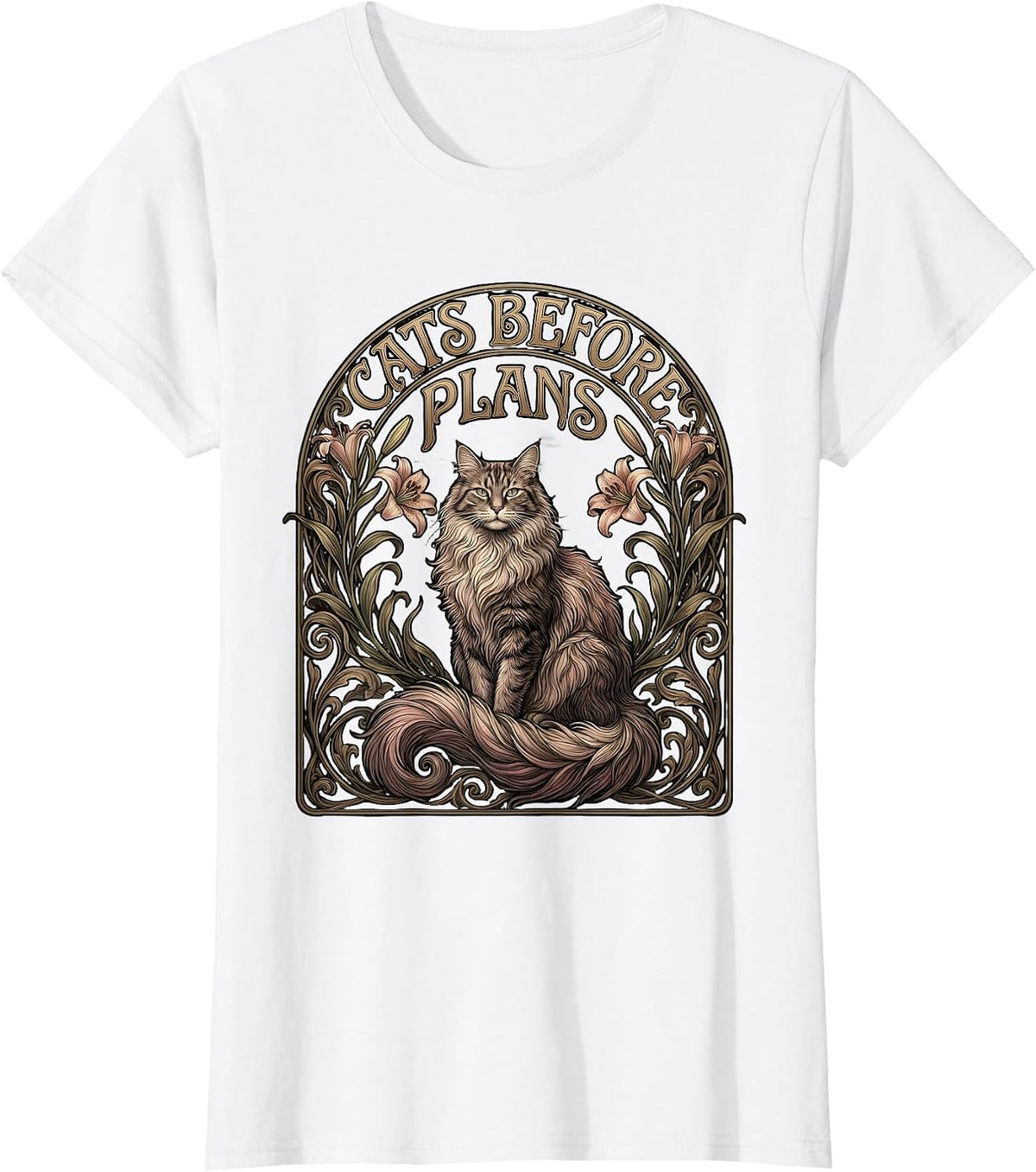 Women's Cats Before Plans Funny Cat Lover Design T-Shirt - White