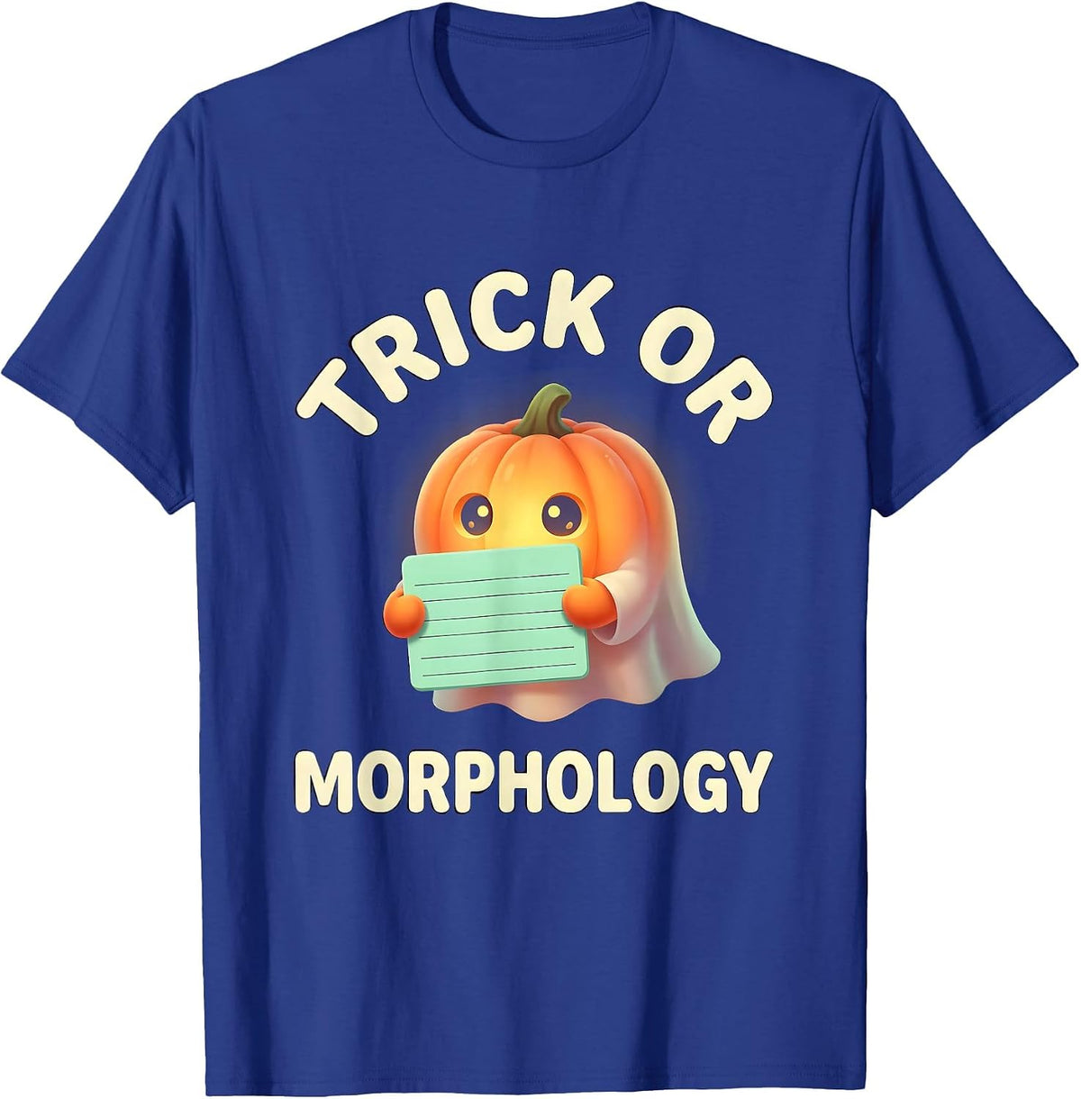 Men's Trick Or Morphology Cute Kawaii Halloween SLP Teacher Ghost T-Shirt - Royal Blue