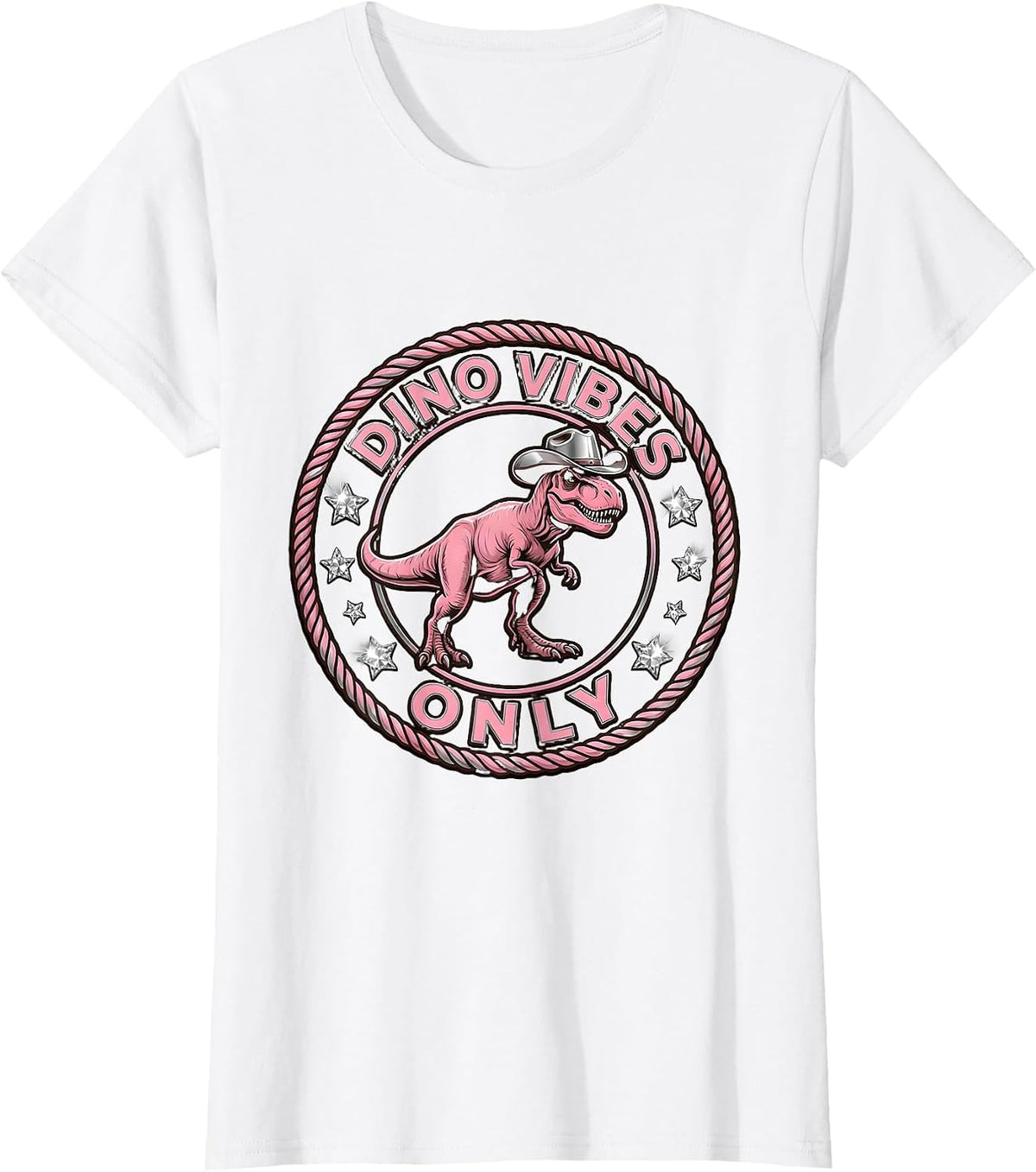 Dino Vibes Only Dinosaur Graphic Design T-Shirt - White
