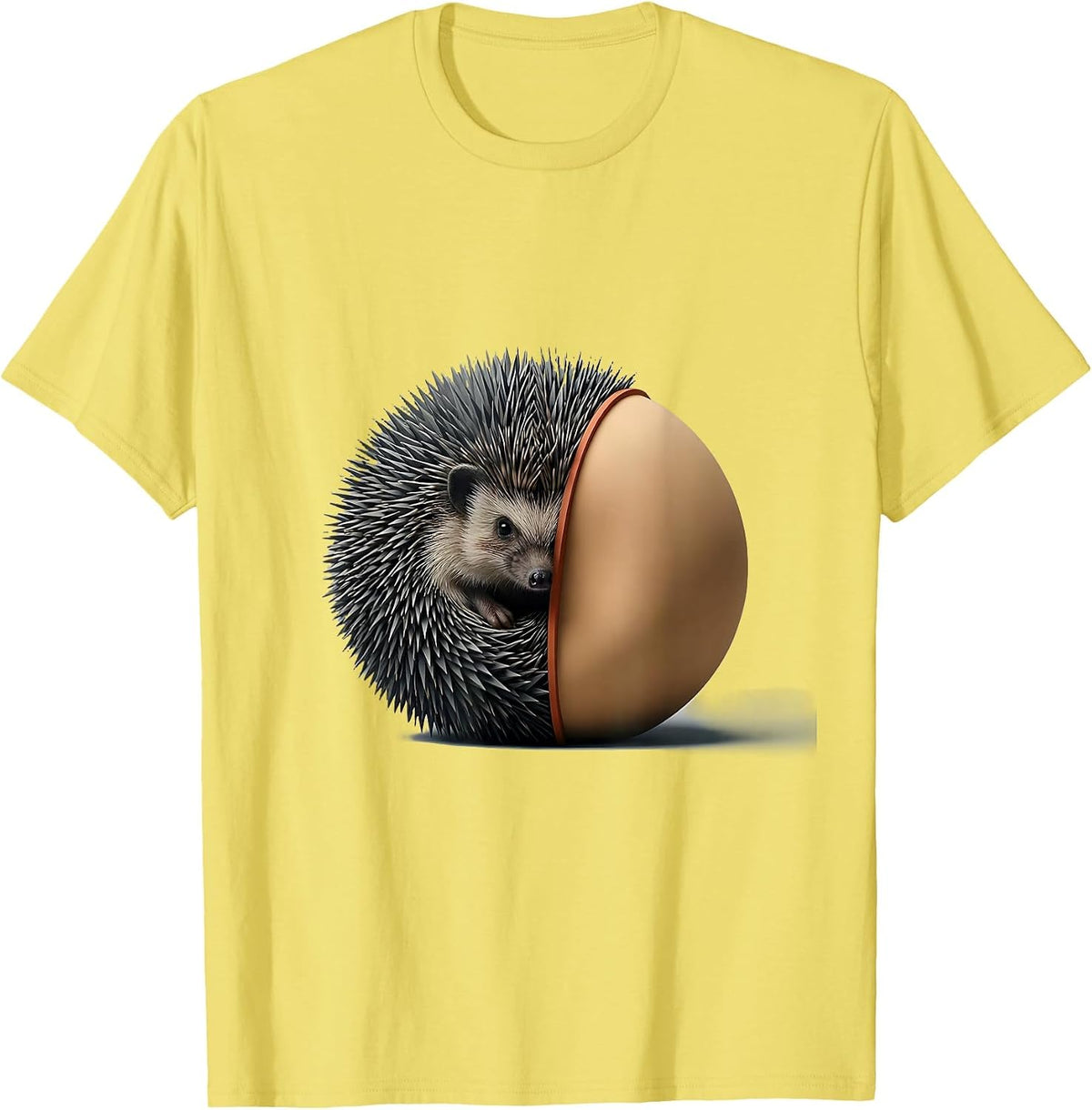Men's Hedgehog Curl-Ball Cute Animal Humor T-Shirt - Lemon Yellow