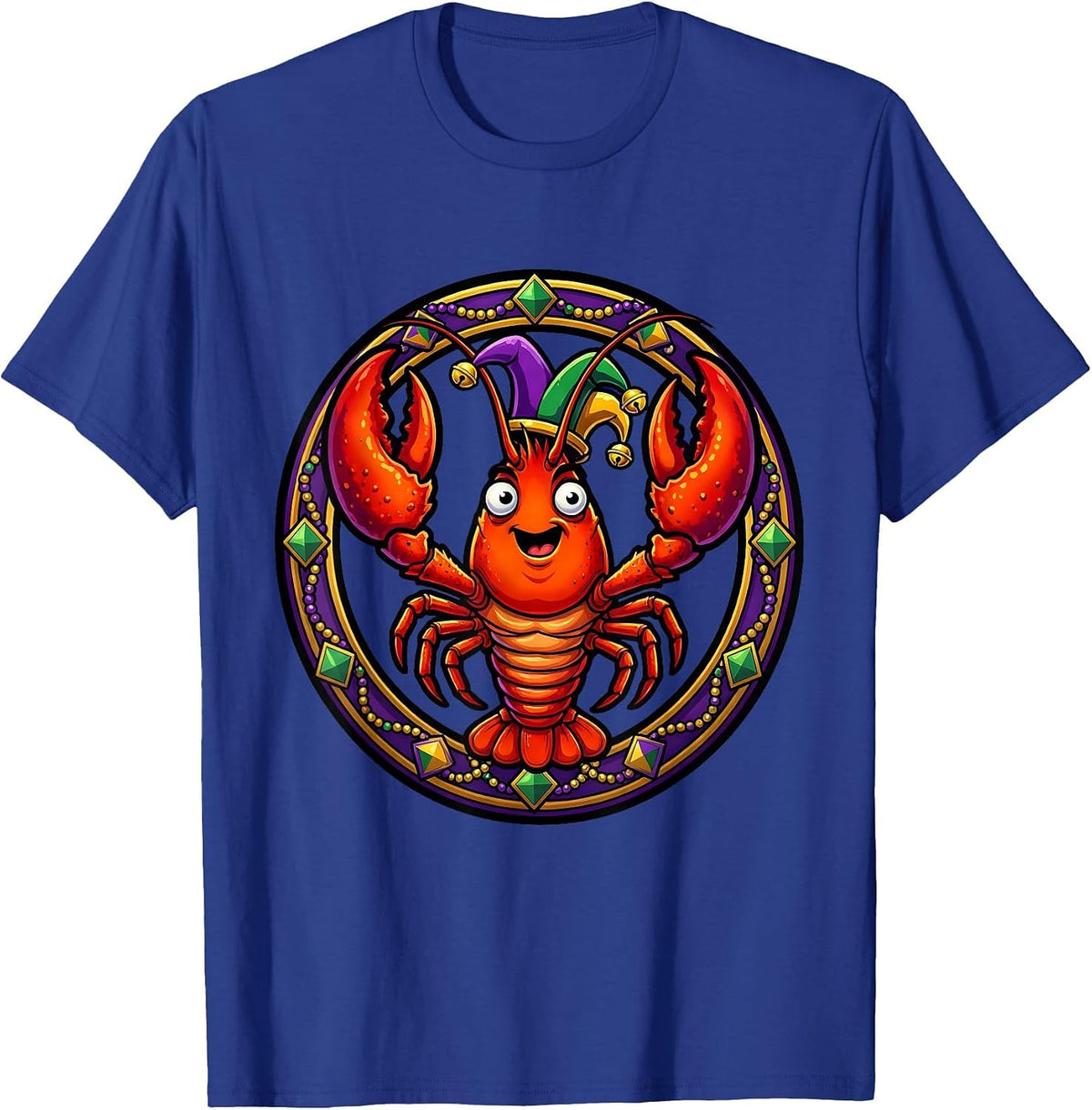 Mardi Gras Crawfish Jester Hat Festive Design T-Shirt - Royal Blue