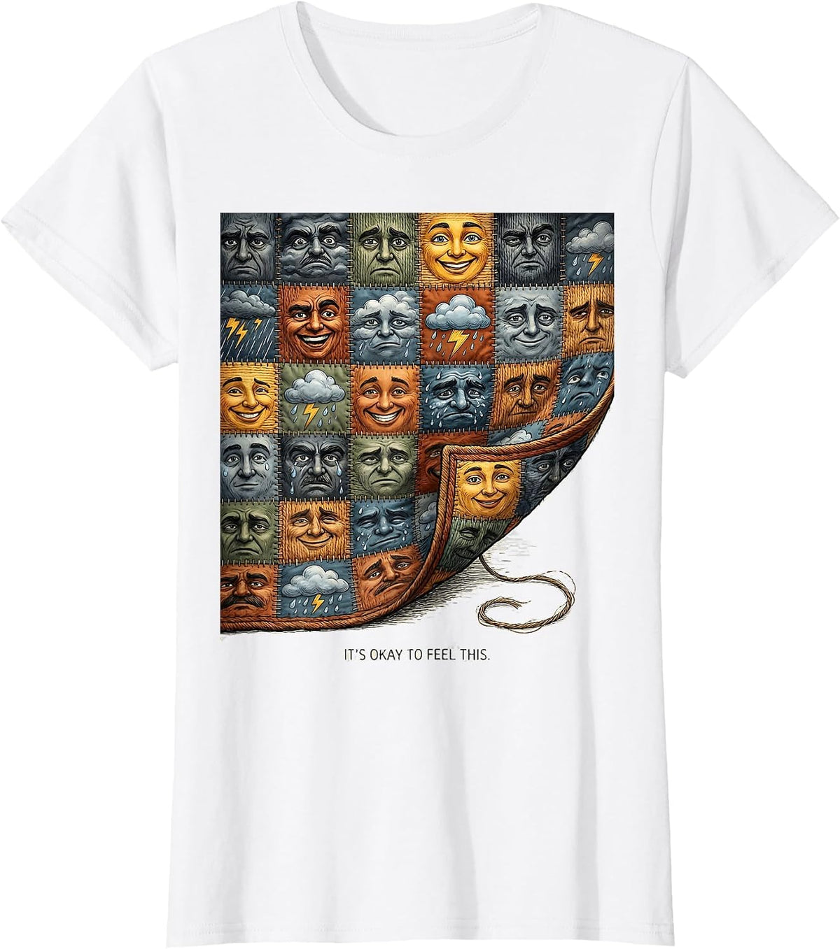 Women's It's Okay to Feel This Mental Health Counselor Therapy Humor T-Shirt - White
