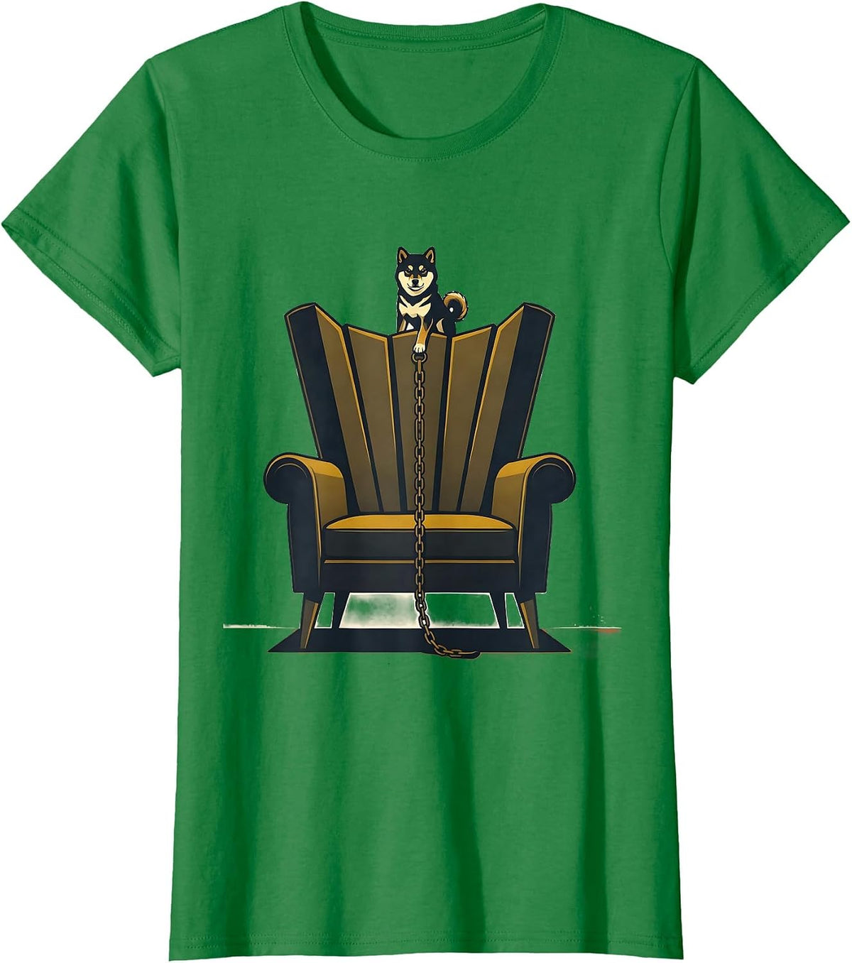 Women's Shiba Inu Throne Chair Midcentury Modern Dog Lover Gift T-Shirt - Kelly Green