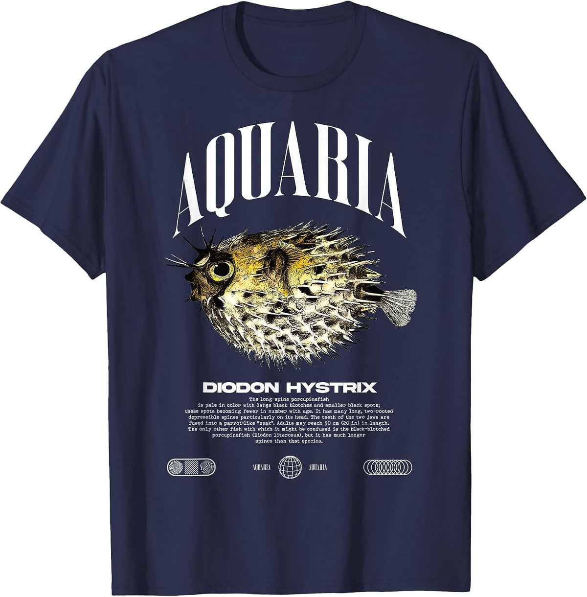 Porcupine Puffer Fish Fish Keeper Modern Streetwear T-Shirt - Navy Blue
