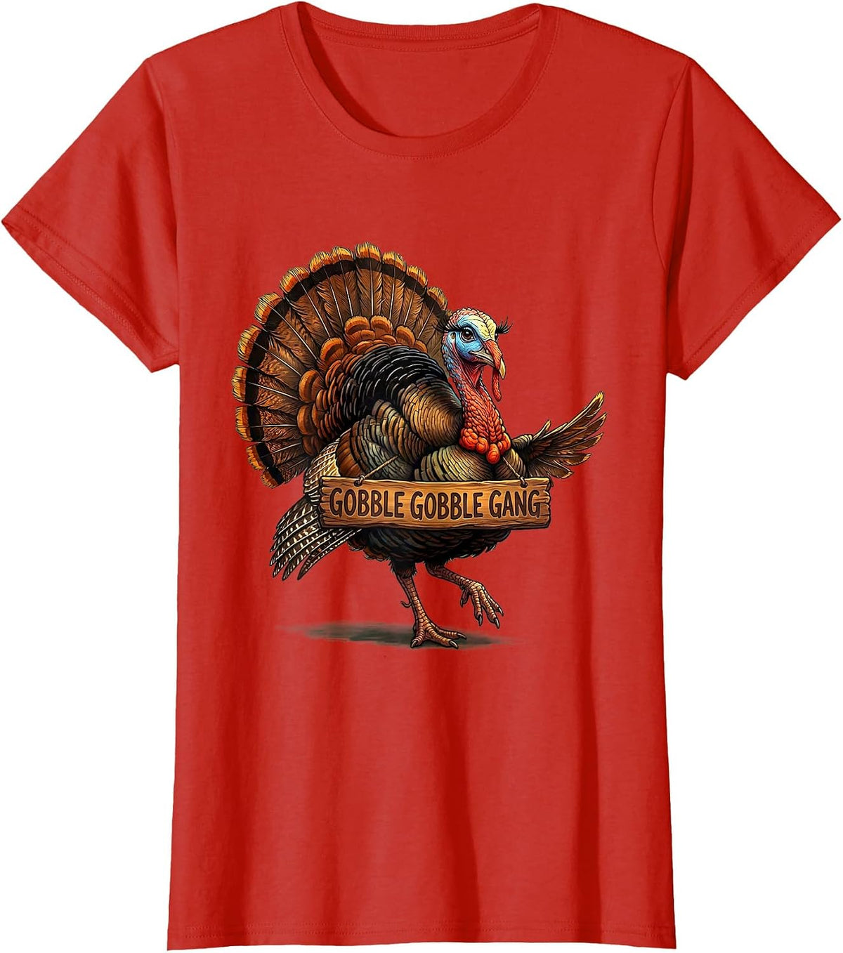 Gobble Gobble Gang Thanksgiving Design T-Shirt - Red