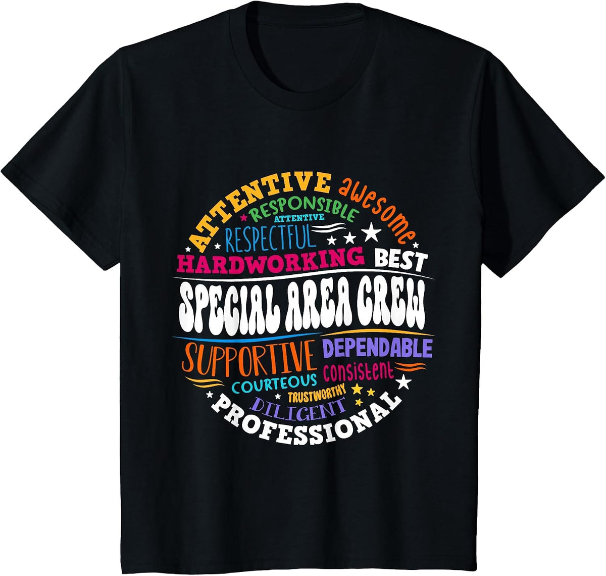 Funny Back to School Teacher Appreciation Special Area Crew T-Shirt - Black