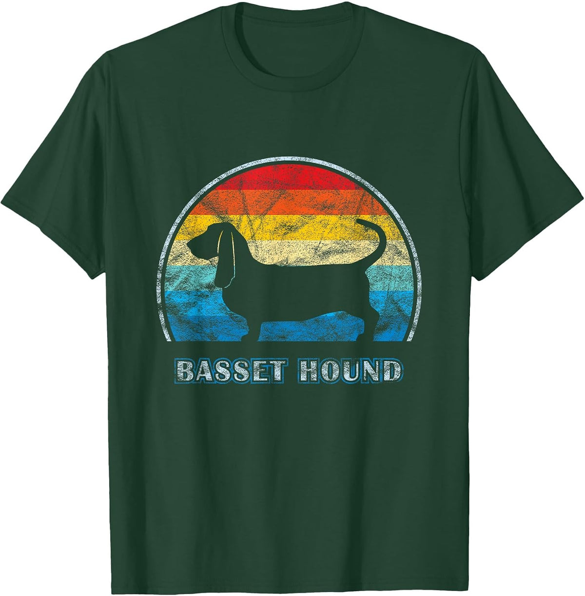 Basset Hound Vintage Design Dog T-Shirt - Dark Green