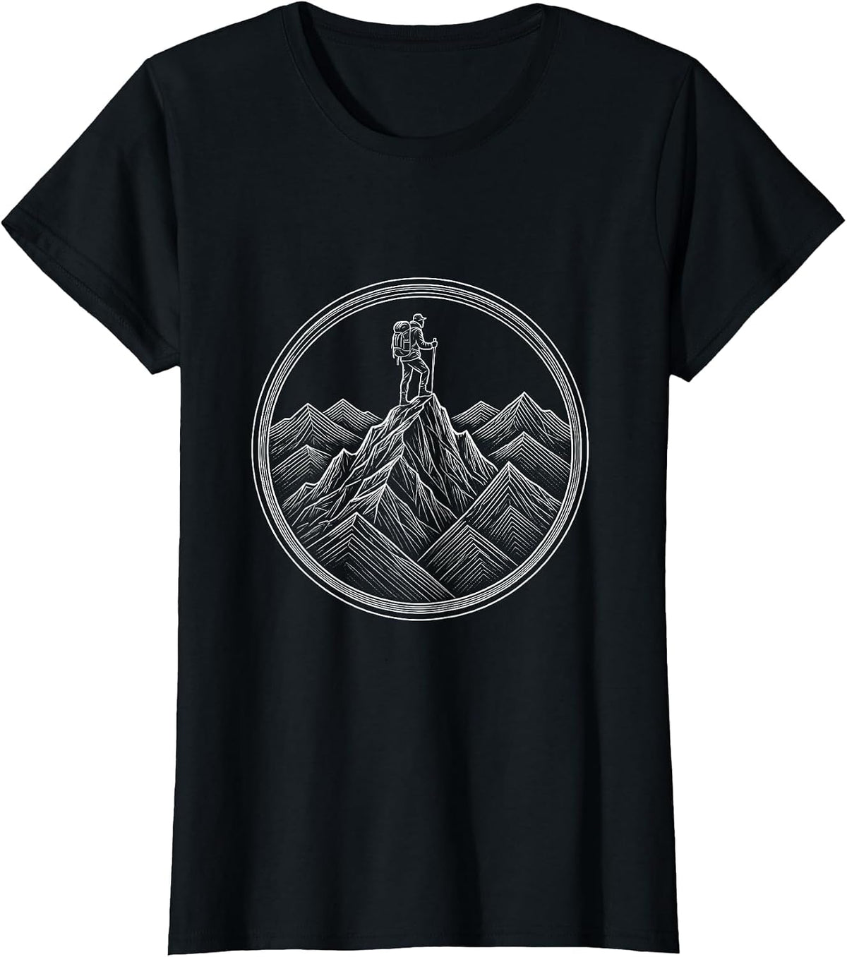 Trailblazer Mountain Peak Hiker Silhouette T-Shirt - Black