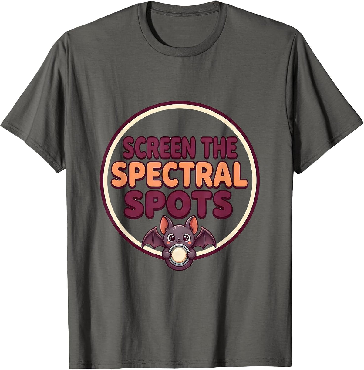 Men's Screen The Spectral Spots Cute Kawaii Halloween Dermatology T-Shirt - Asphalt Grey