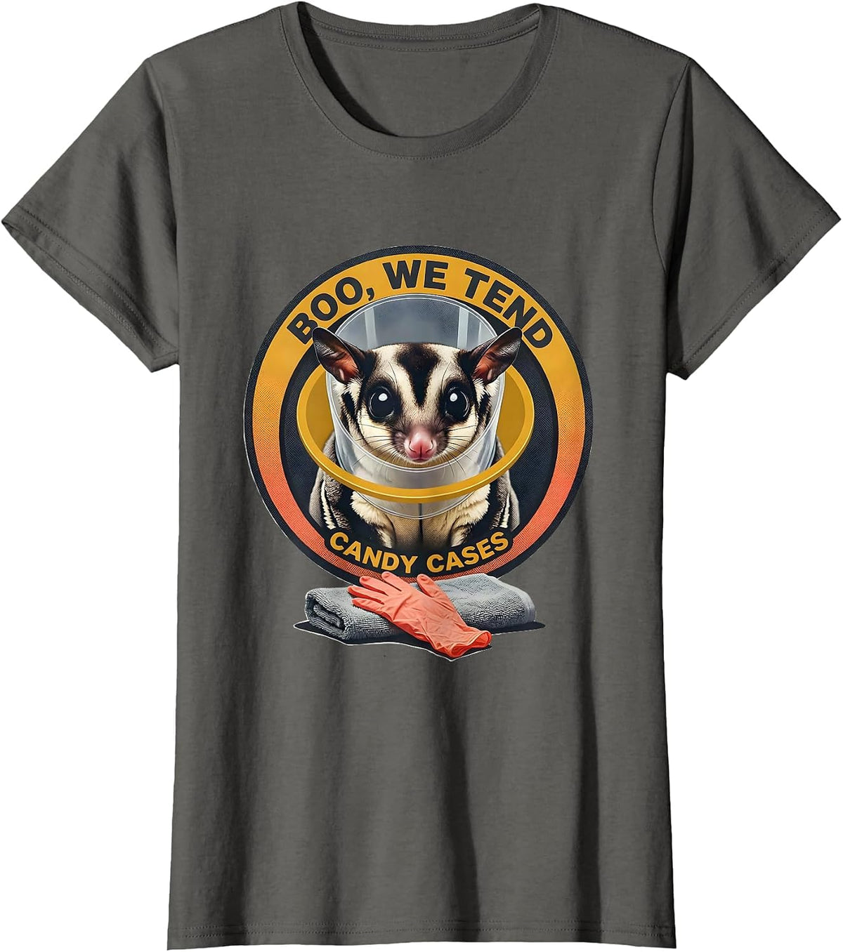 Women's Boo We Tend Candy Cases Funny Vet Tech Halloween Workplace T-Shirt - Asphalt Grey
