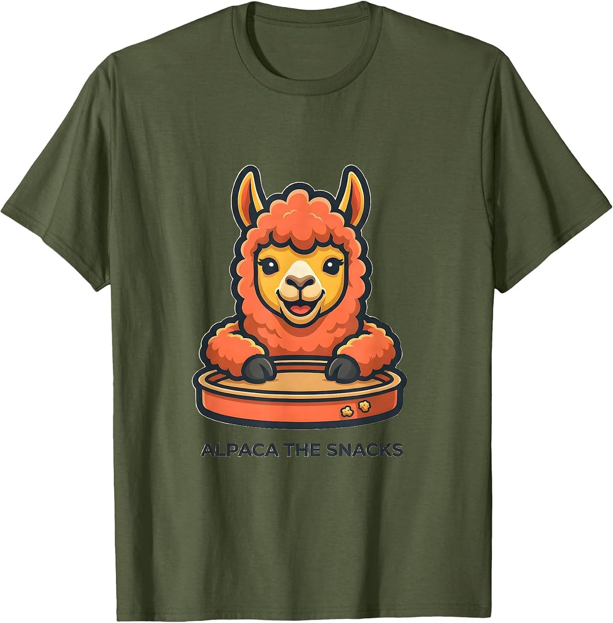 Men's Alpaca The Snacks Funny Alpaca Lover Snack Humor T-Shirt - Olive Green