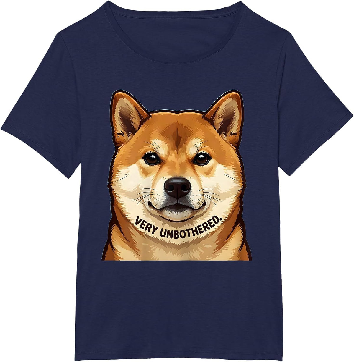 Women's Very Unbothered Kawaii Shiba Inu Dog Lover Meme Humor T-Shirt - Navy Blue
