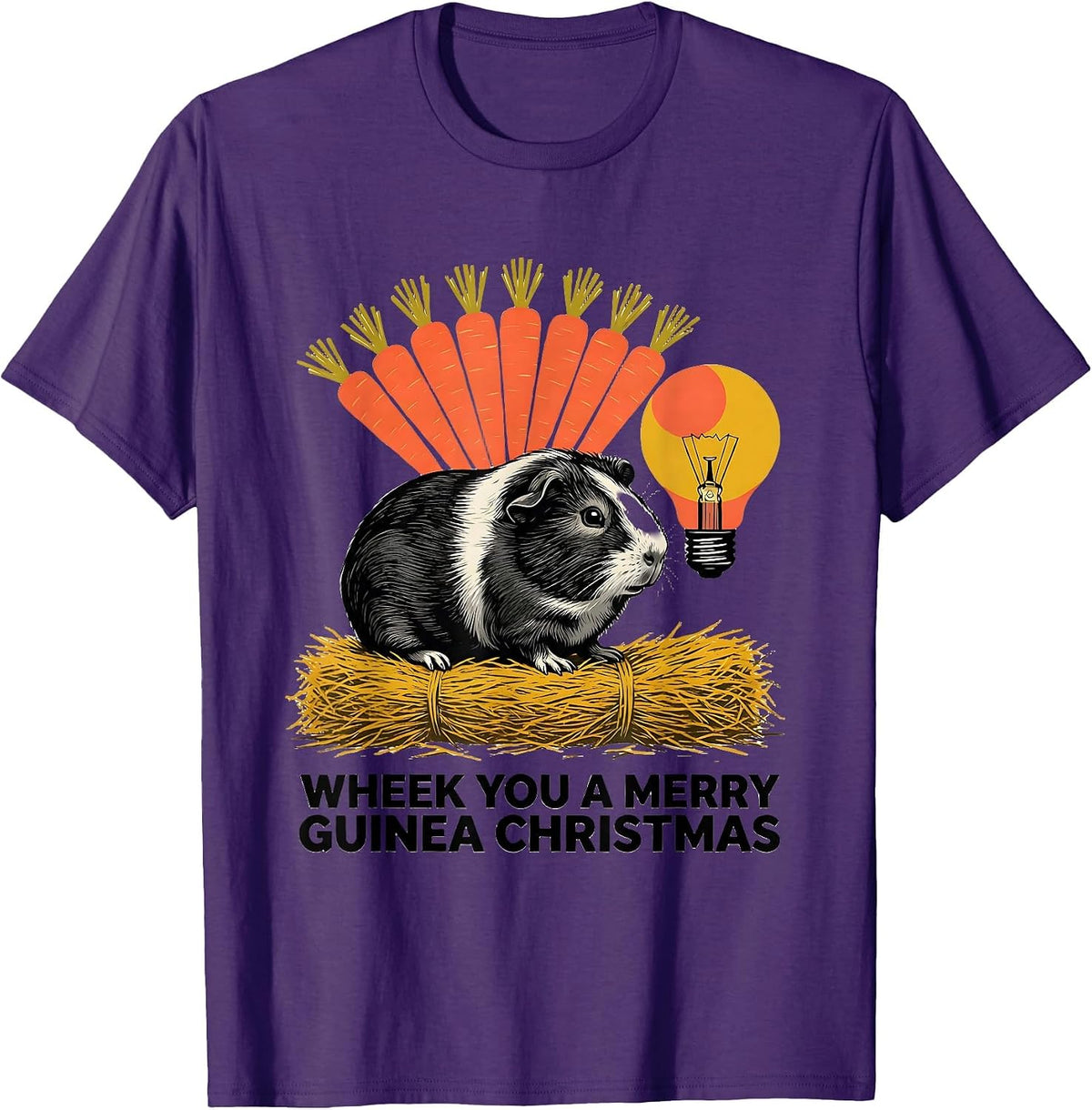 Wheek You A Merry Guinea Christmas Funny Guinea Pig Lover T-Shirt - Purple