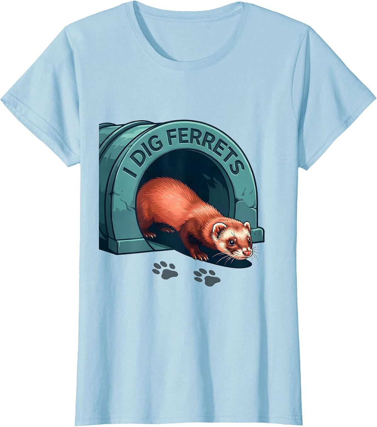 Women's I Dig Ferrets Funny Ferret Lover Gifts For Teens Kids T-Shirt - Baby Blue