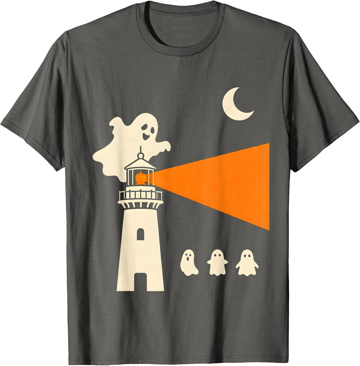 Friendly Ghost Lighthouse Mental Health Counselor Halloween T-Shirt - Asphalt Grey