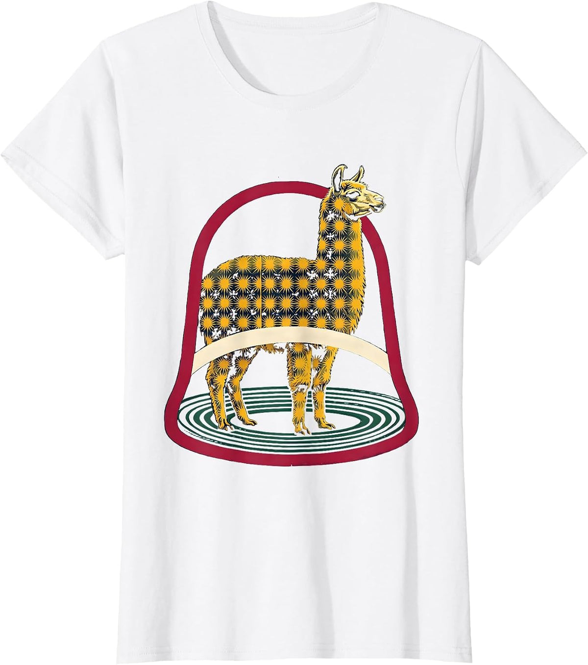 Llama Bell Starburst Christmas Funny Alpaca Lover Humor T-Shirt - White
