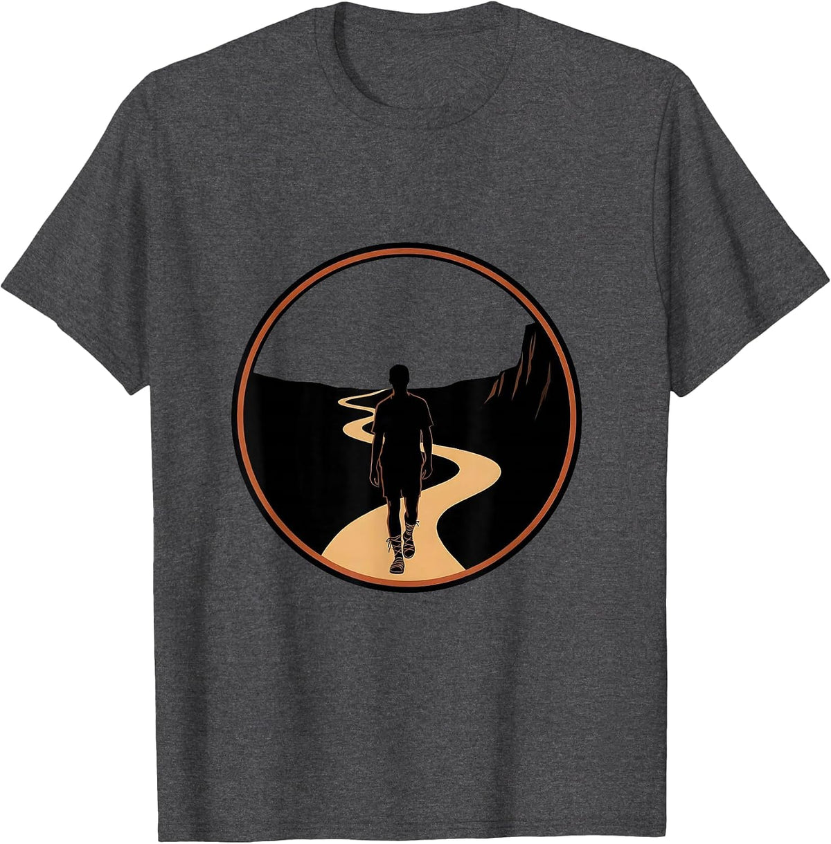Men's Sandal Hiker Winding Cliff Path Adventure Graphic T-Shirt - Dark Heather Grey