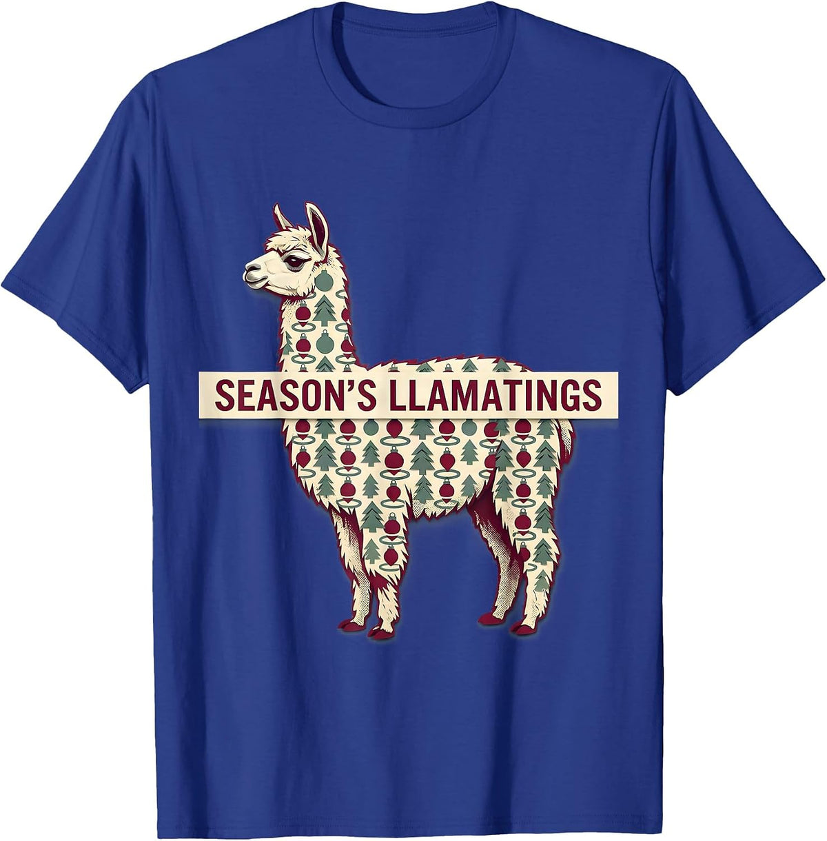 Season's Llamatings Funny Llama Christmas Animal Lover T-Shirt - Royal Blue