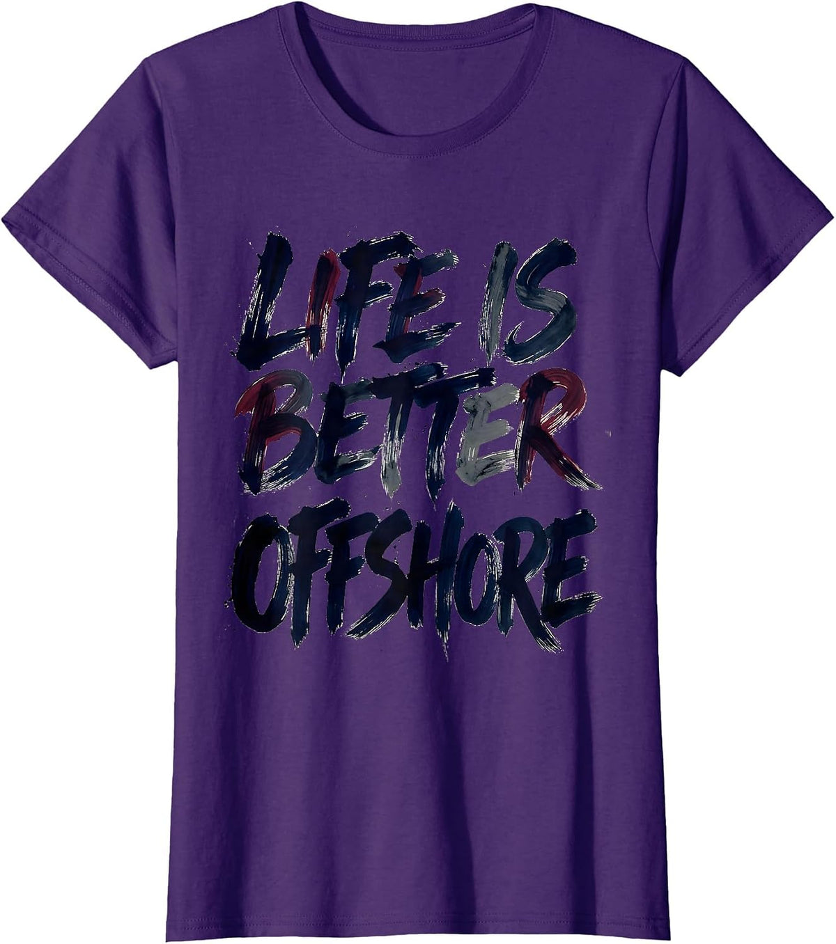 Women's Life Is Better Offshore Navy Nautical Design T-Shirt - Purple