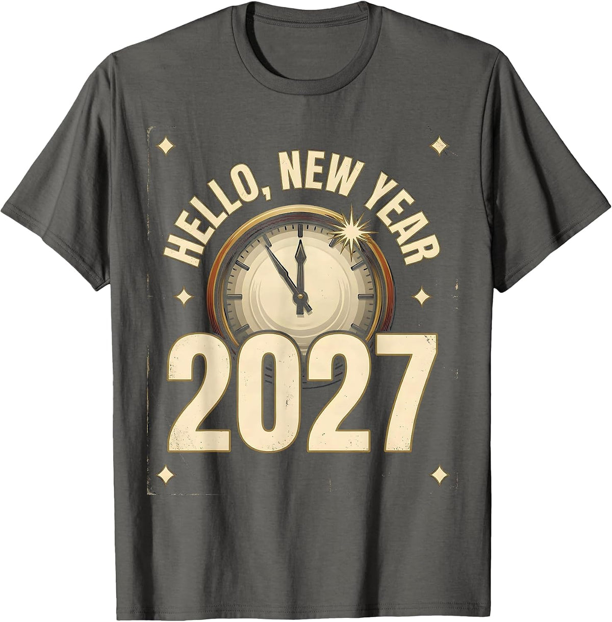 Hello, New Year 2027 Vintage Party Group Matching T-Shirt - Asphalt Grey