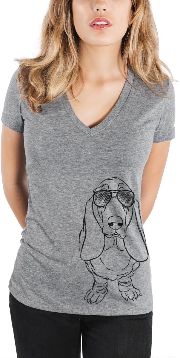 Inkopious Tank the English Bulldog Women's Triblend T-Shirt - Grey Slim Fit V-neck