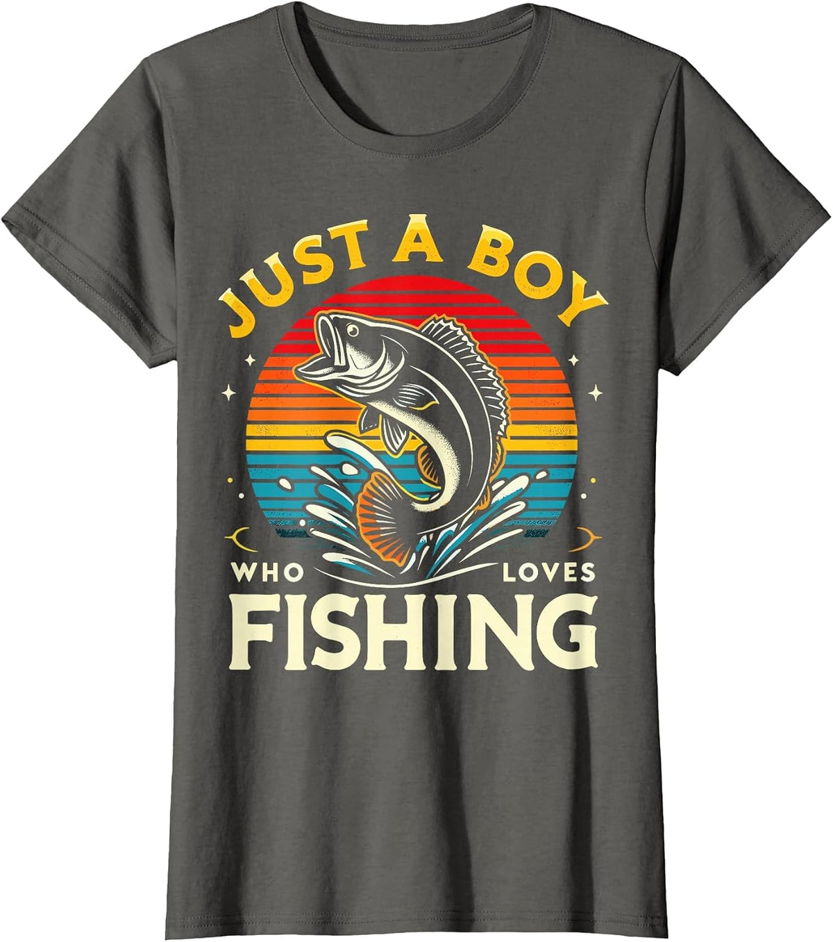 Fishing Funny Fisherman Bass Fish T-Shirt - Asphalt Grey