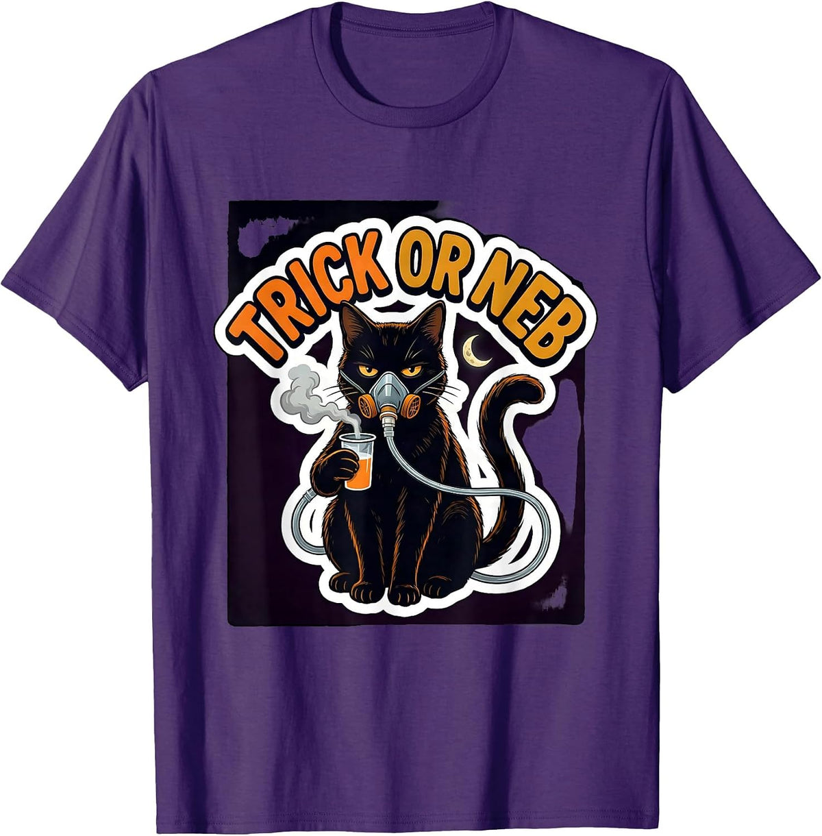 Men's Trick Or Neb Sticker Style Respiratory Therapist Halloween T-Shirt - Purple