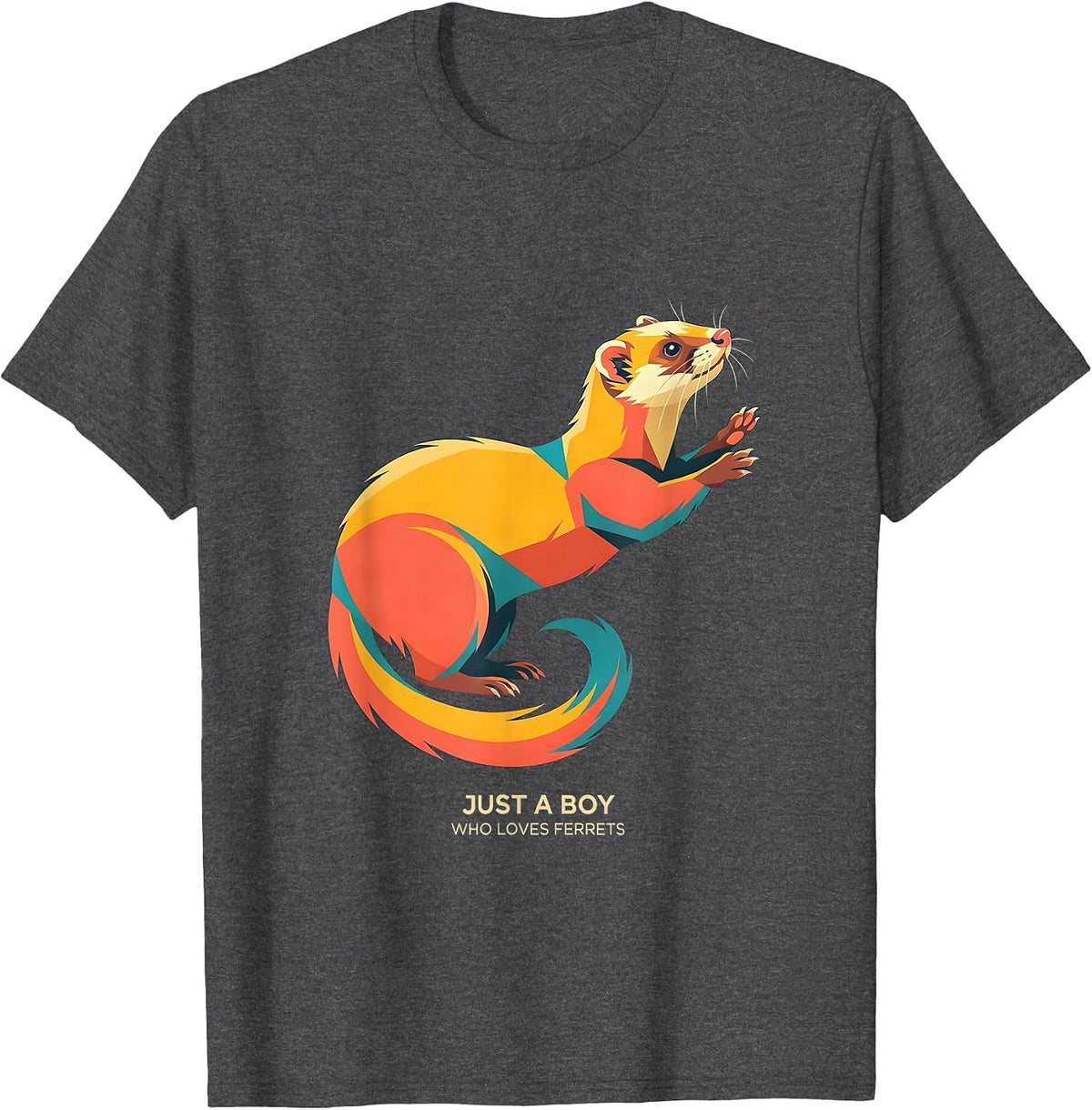 Just A Boy Who Loves Ferrets Funny Ferret Lover Gift T-Shirt - Dark Heather Grey