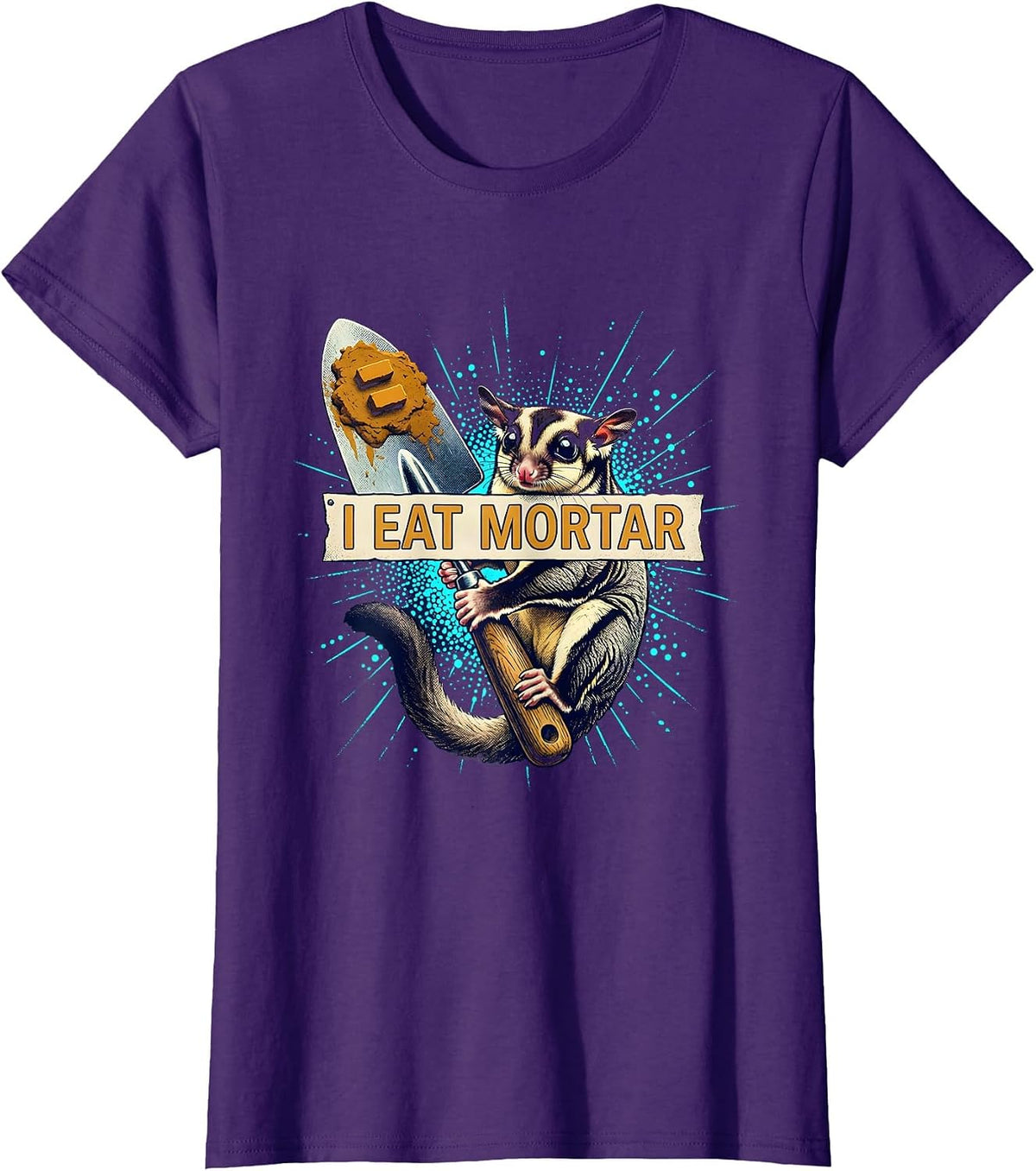 Women's I Eat Mortar Surreal Sugar Glider Funny Cat Meme Internet T-Shirt - Purple