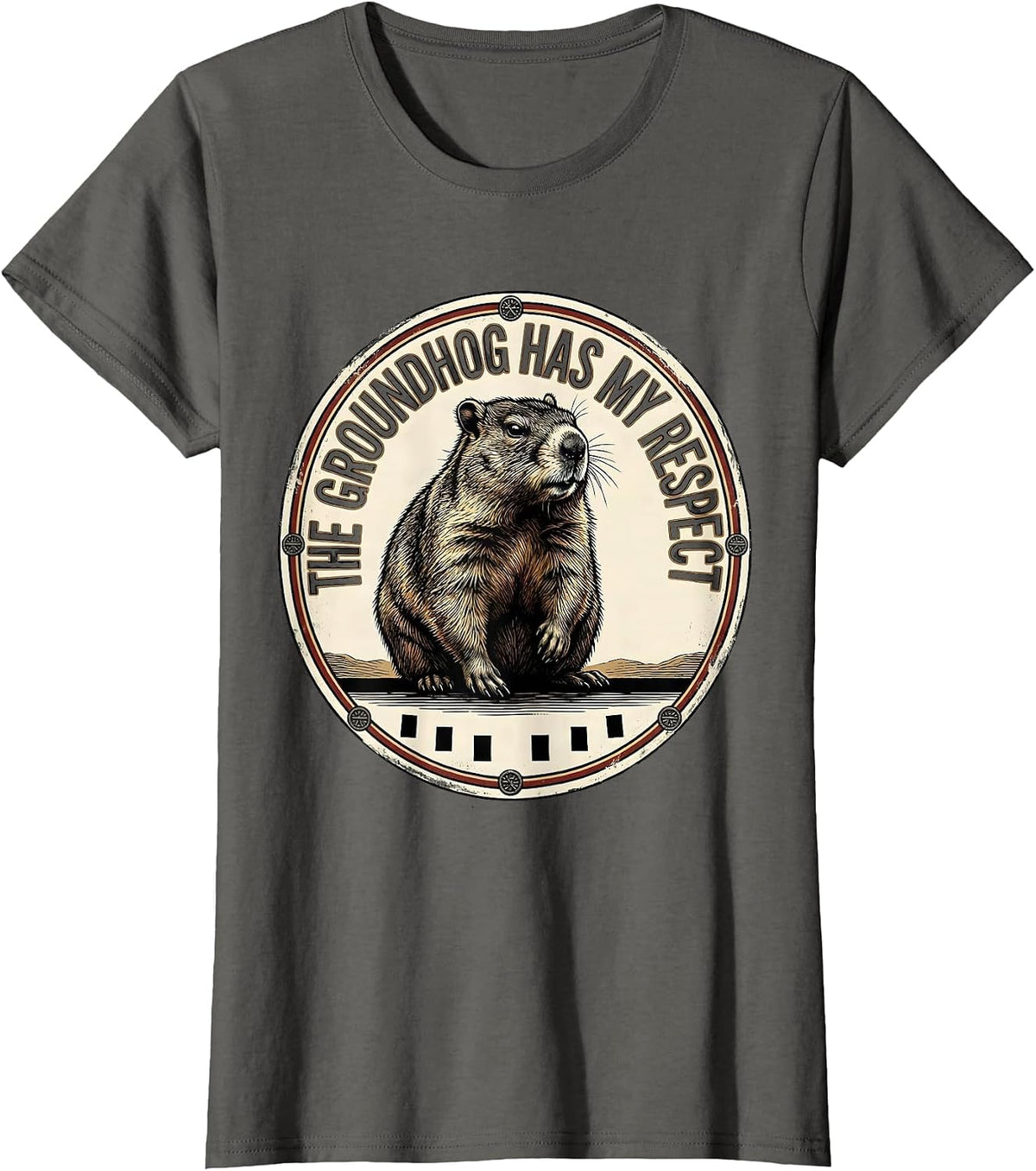 Women's The Groundhog Has My Respect Vintage Funny Groundhog Day T-Shirt - Asphalt Grey