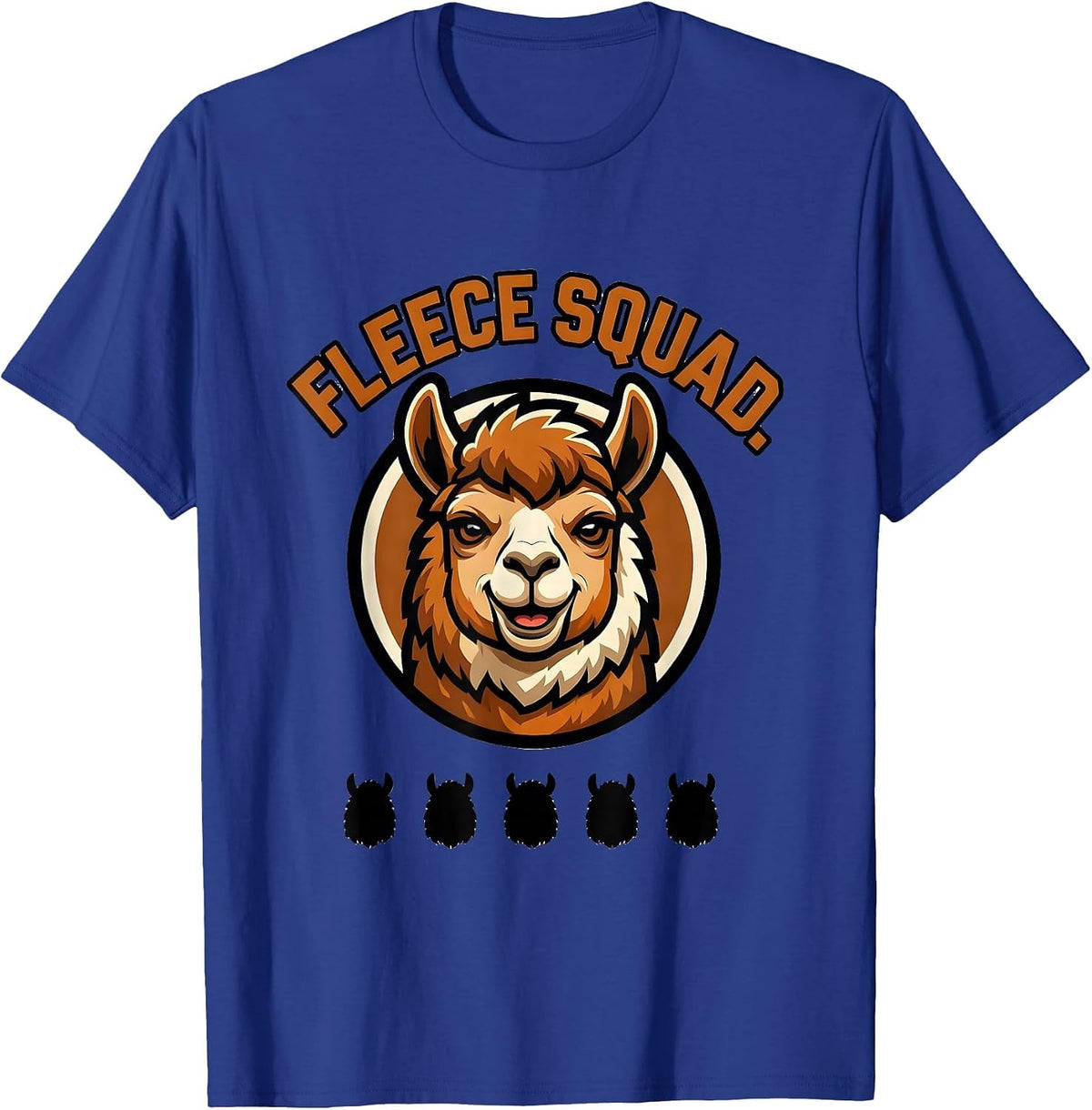 Men's Fleece Squad Bold Alpaca Mascot Funny Novelty Gift T-Shirt - Royal Blue