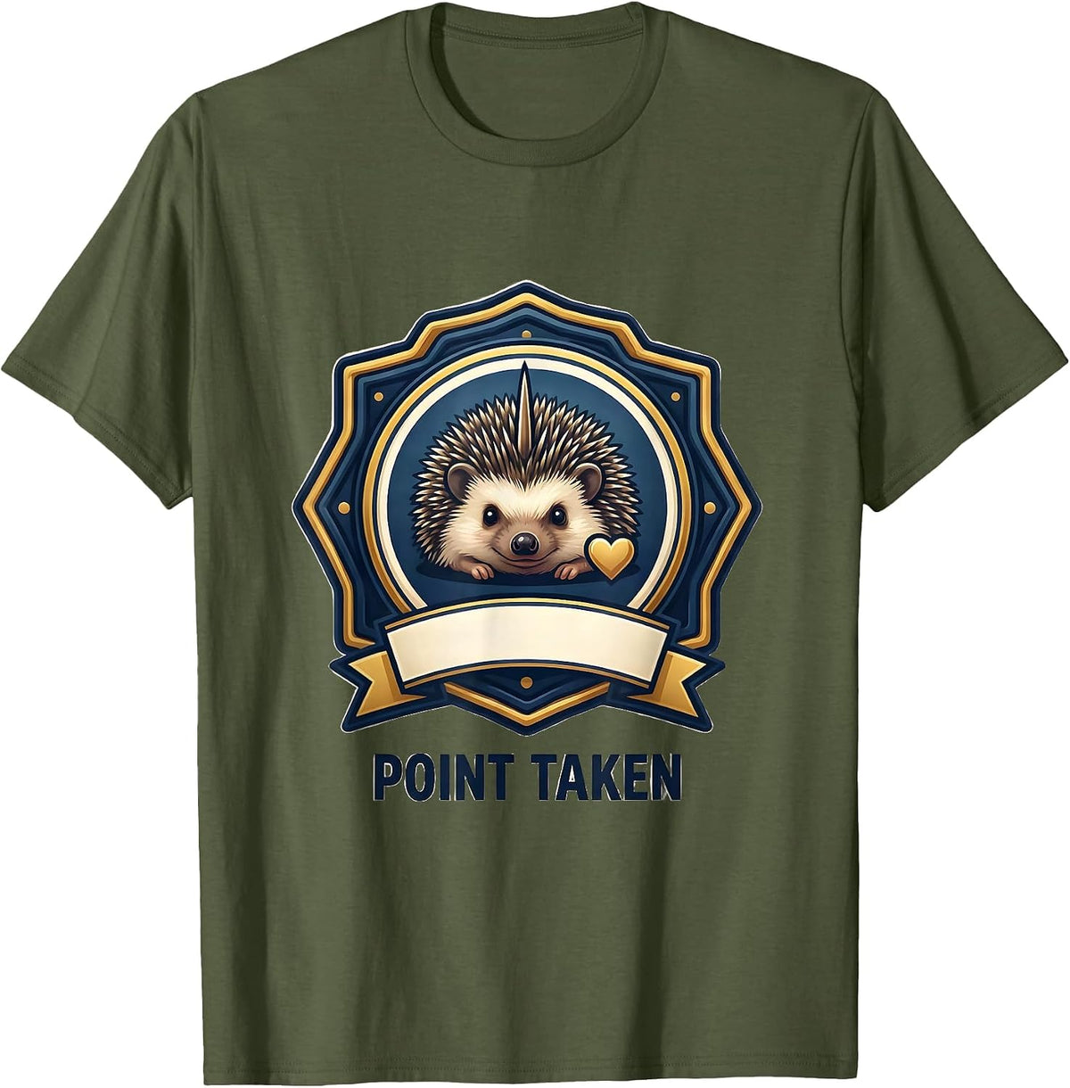 Point Taken Cute Hedgehog Lover Whimsical Humor Christmas T-Shirt - Olive Green