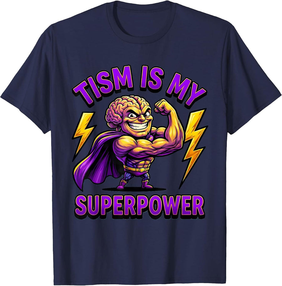 Tism Is My Superpower Rizz Em With The Tism T-Shirt - Navy Blue