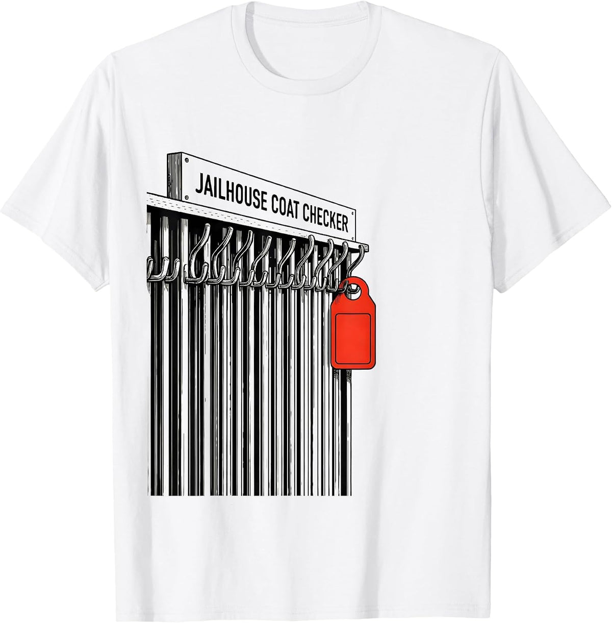 Men's Jailhouse Coat Checker Funny Police Officer Gift Law T-Shirt - White