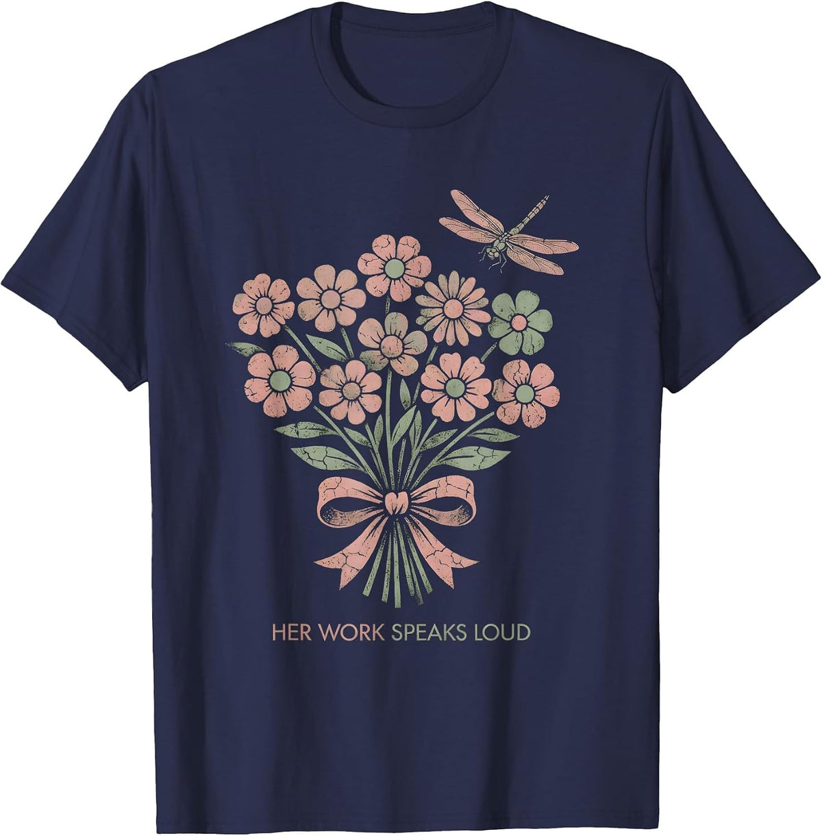 Her Work Speaks Loud Labor Day Design T-Shirt - Navy Blue