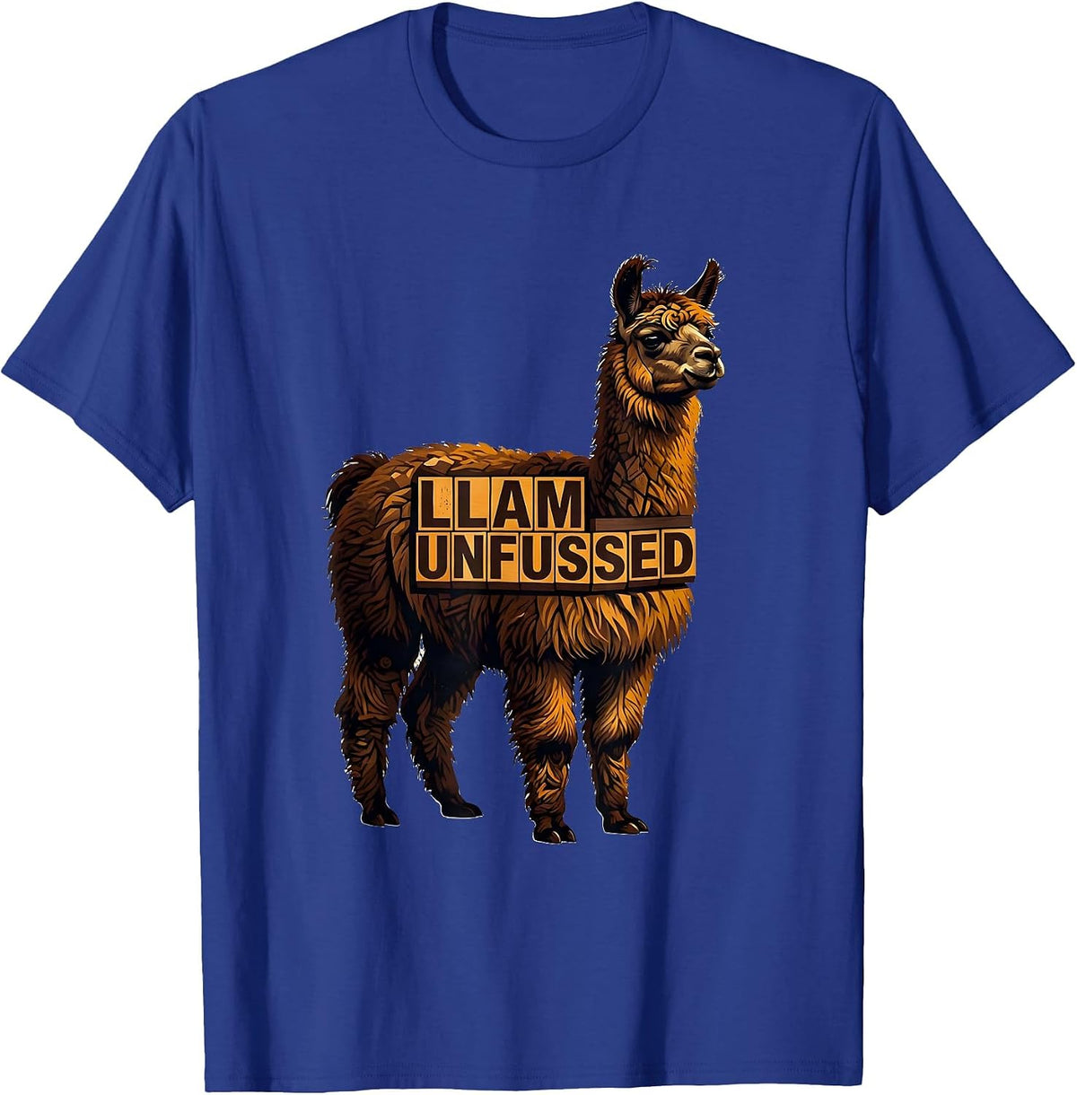 Men's Llam Unfussed Funny Llama Alpaca Humor Casual Gift T-Shirt - Royal Blue