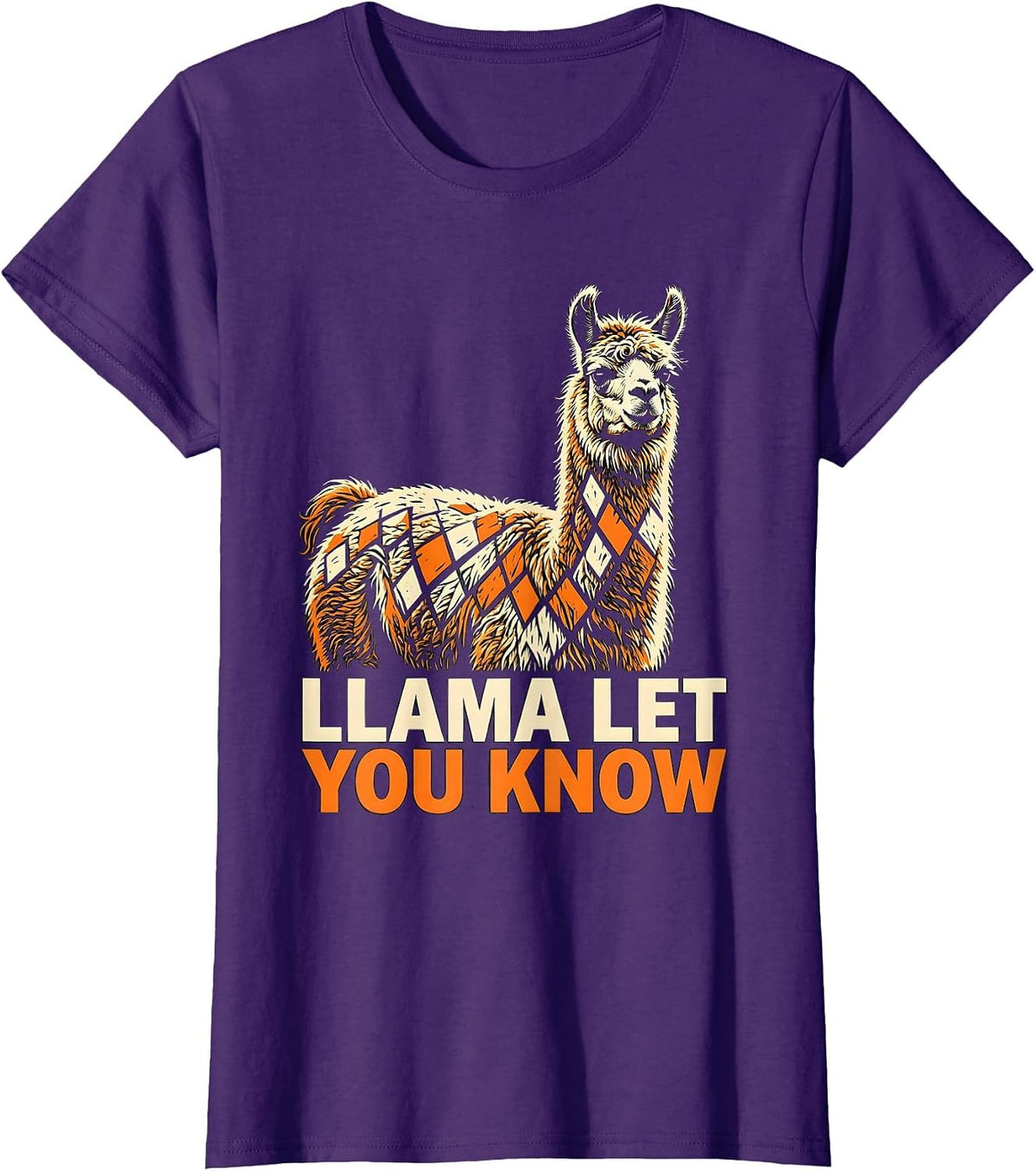 Women's Llama Let You Know Funny Alpaca Lover Animal Humor Novelty T-Shirt - Purple