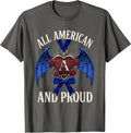 All American and Proud Red White and Blue Design T-Shirt - Asphalt Grey
