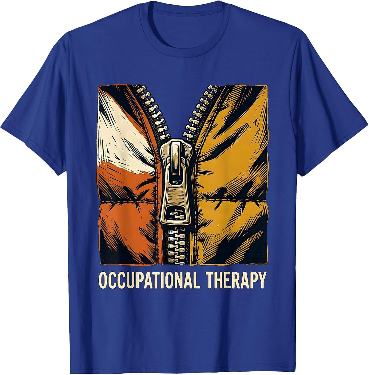Men's Occupational Therapy Retro Linocut OT Month Gift T-Shirt - Royal Blue