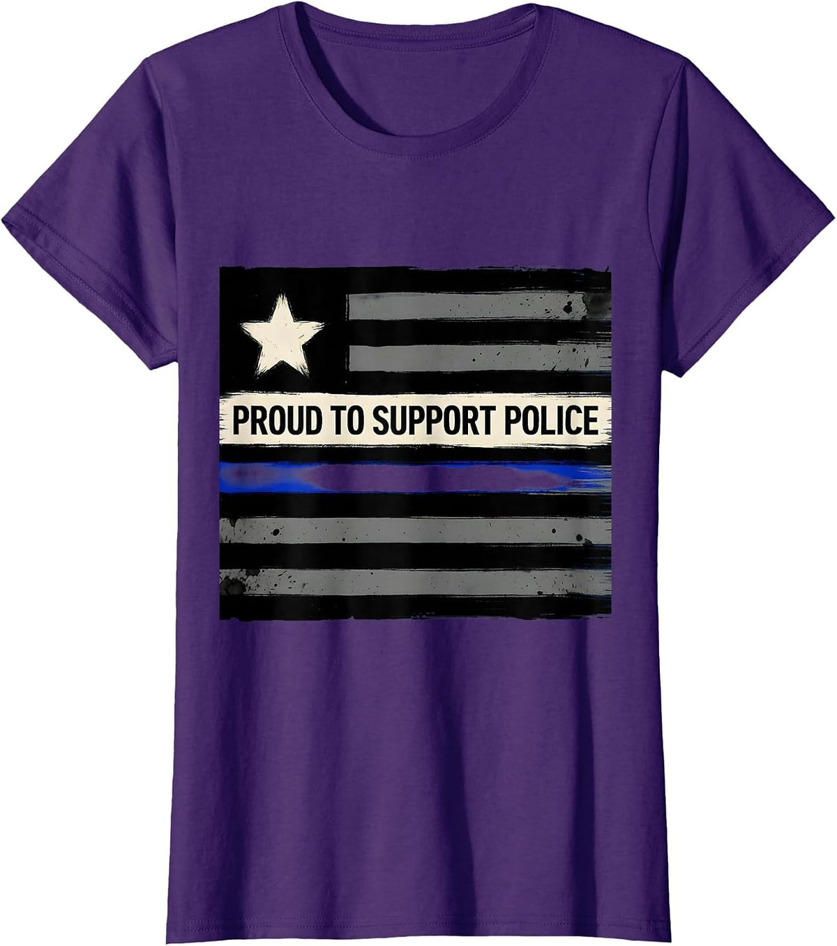 Women's Proud To Support Police Thin Blue Line Law Enforcement T-Shirt - Purple