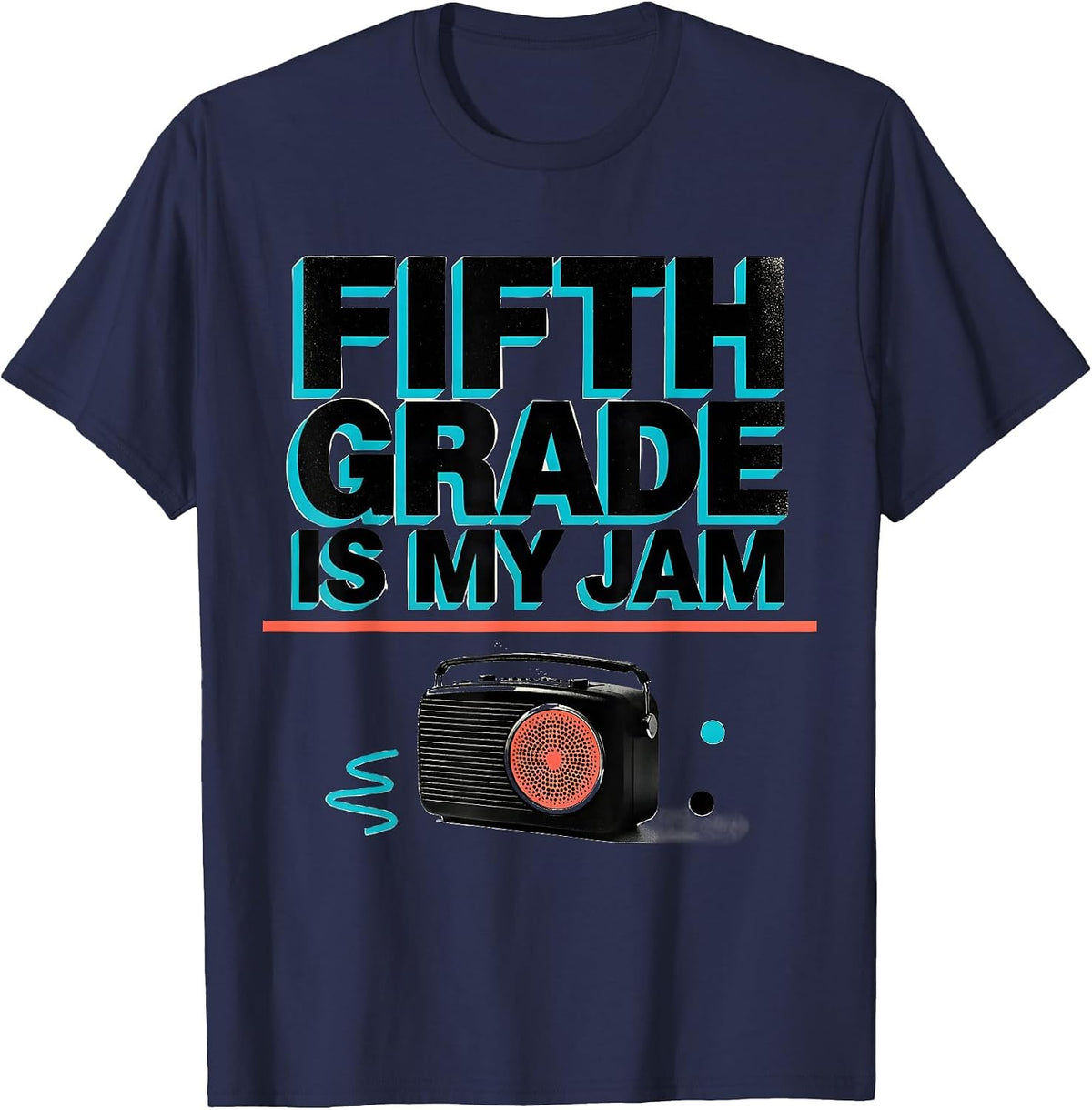 Men's Fifth Grade Is My Jam Retro Memphis Postmodern Back T-Shirt - Navy Blue
