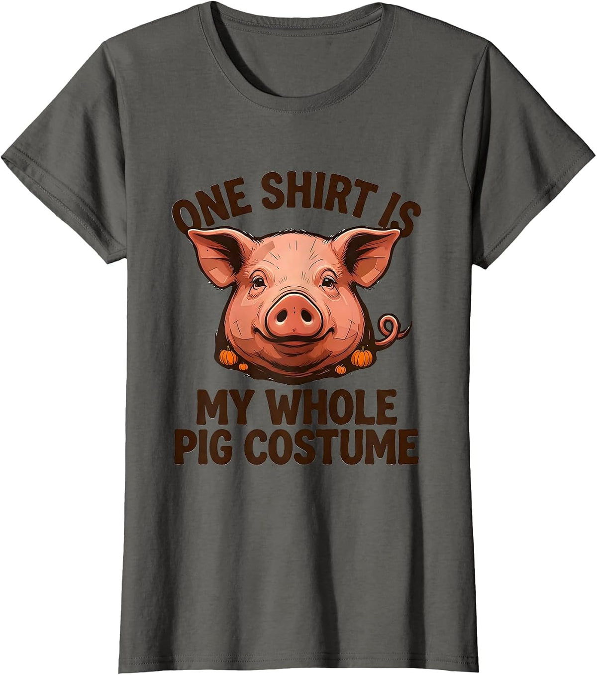 Women's One Shirt Is My Whole Pig Costume Funny Pig Lover Halloween T-Shirt - Asphalt Grey