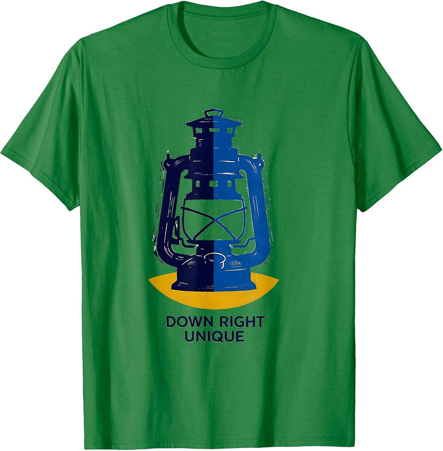Men's Down Right Unique Linocut Down Syndrome Awareness Family T-Shirt - Kelly Green